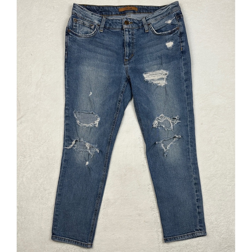 Joes Jeans The Billie Crop Distressed Boyfriend Slim‎ Crop Jeans Blue W27 CL160M